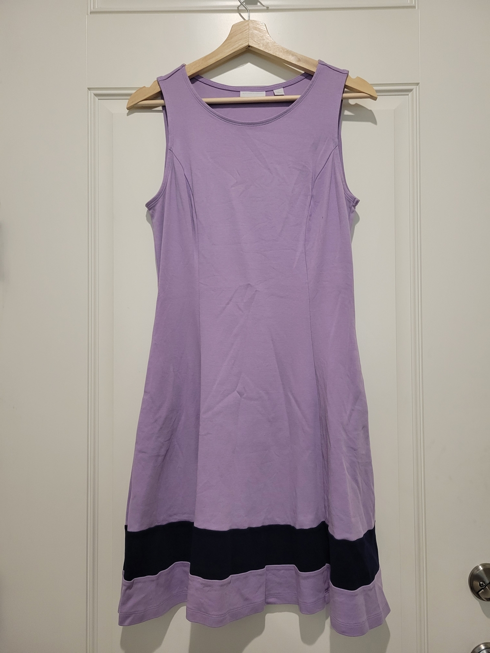New York & Company Lavender Sleeveless Midi Dress with Navy Trim